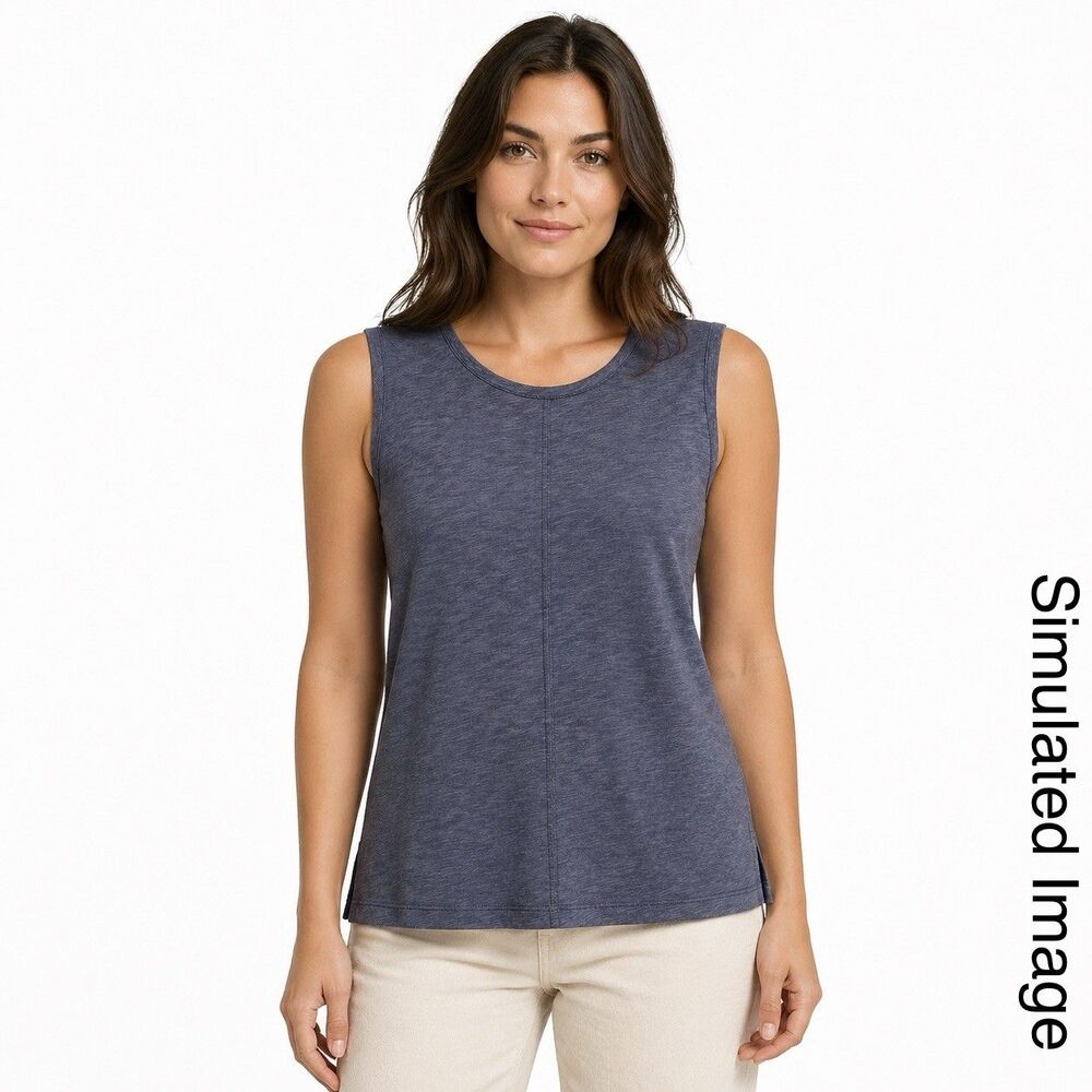 Lucy & Laurel Women Small Blue Gray Sleeveless Tank Top Modal Cotton Stretch